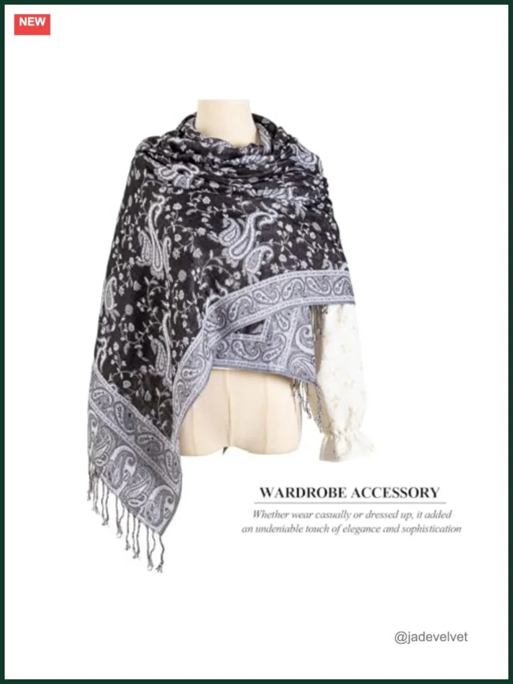 Pashmina Feel Reversible Wrap Scarf for Women Men